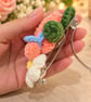 Handmade Floral Hair Clip – Crochet Peach Rose & Daisy - Image 3