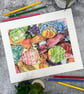 Giclee Fine Art Print of "Sweet Treat" Original Coloured Pencil Drawing