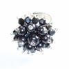 Metallic Grey Pearl and Crystal Bead Bling Ring