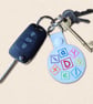 Dyslexia Awareness Keyring - Embroidered Faux Leather Bag Charm - Image 2