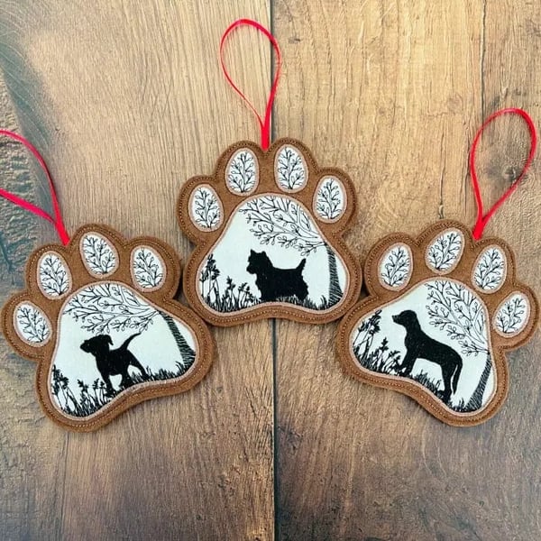Pet Paw Felt Hanging Decoration Personalised Gift
