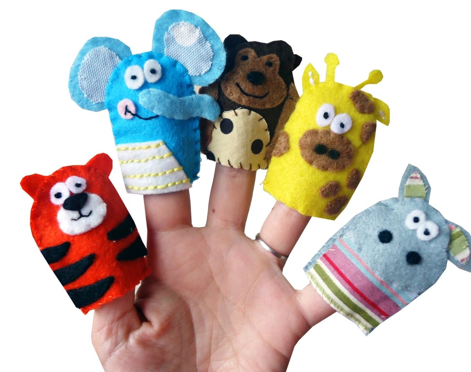 Jungle Animal Finger Puppets, Kids Sticking Filler