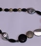 Chunky Vintage Style Statement Necklace – Black, Silver & Pearl