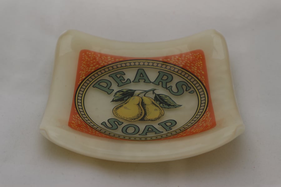 Handmade fused glass trinket bowl or soap dish - vintage soap