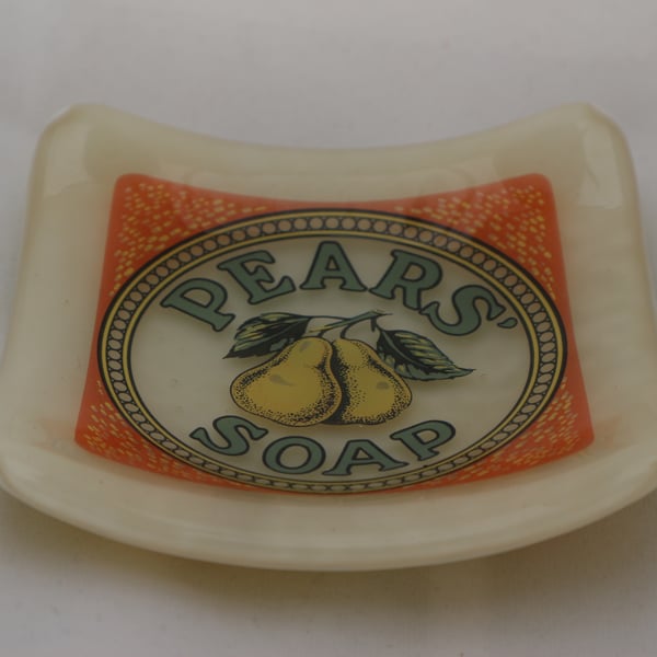 Handmade fused glass trinket bowl or soap dish - vintage soap