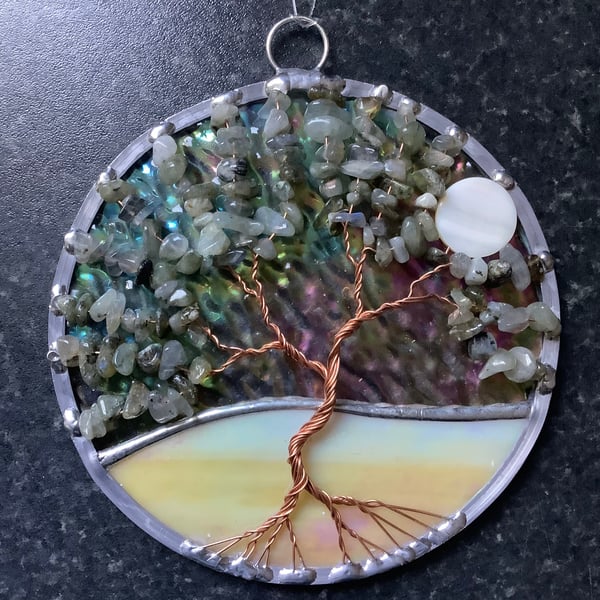 Labradorite tree of life suncatcher