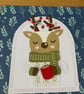 Handmade Hand Stitched Christmas Card Cosy Winter Reindeer - Image 6