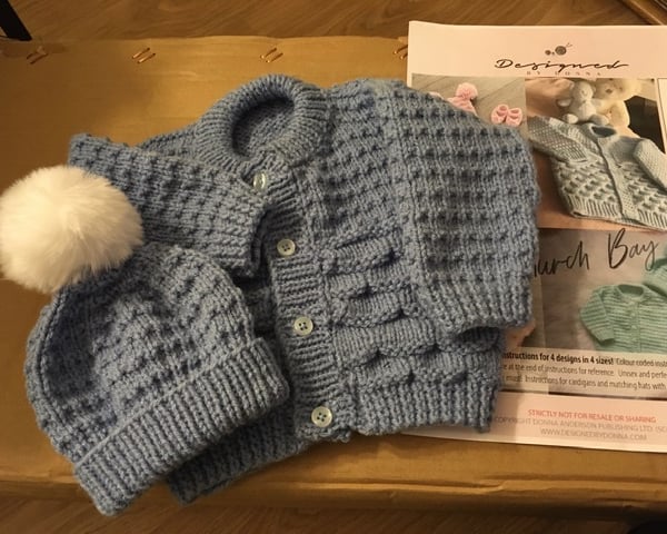 Cardigan and matching Bobble Hat - Age 0-3 months