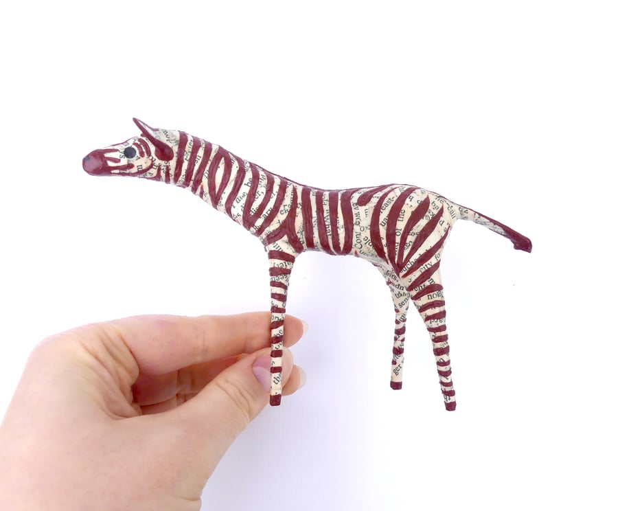 Handmade Paper Zebra - Natural Red - MADE TO ORDER