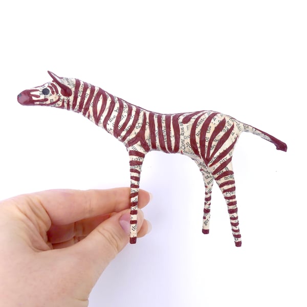 Handmade Paper Zebra - Natural Red - MADE TO ORDER