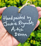 Summer Floral Hand-painted Slate Heart hanger by Jackie Reynolds - Image 4