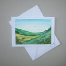 original art hand painted landscape greetings card ( ref FA 4 M1 )