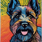 Scottie Dog Lino Print Style  A5 Greeting Card 