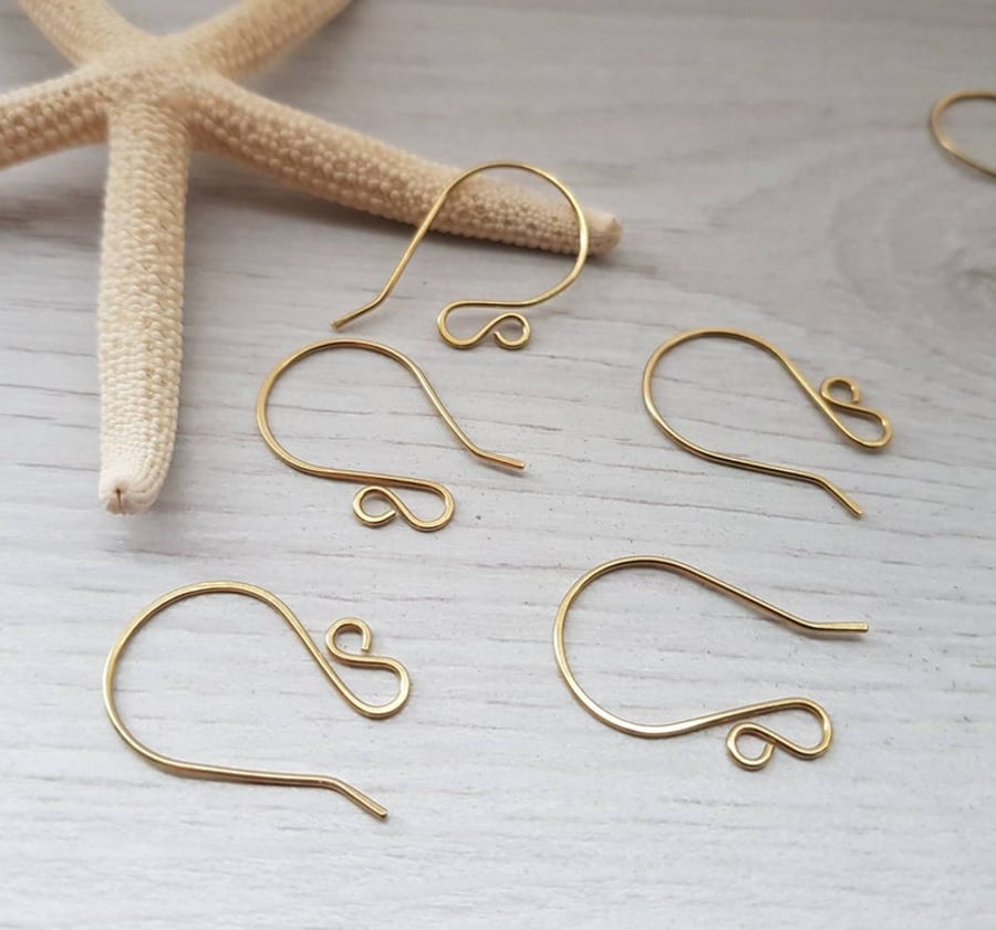 LYRA - Handmade Raw Brass Large Ear Wires - 5, 10, or 20 Pairs