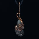The Cairn pendant. A rare raw smoky quartz wrapped in antique copper.