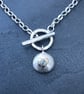 Aquamarine Necklace, silver fob necklace, gold heart necklace, silver toggle ,  - Image 1