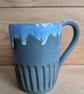 Scandi drippy blue mug