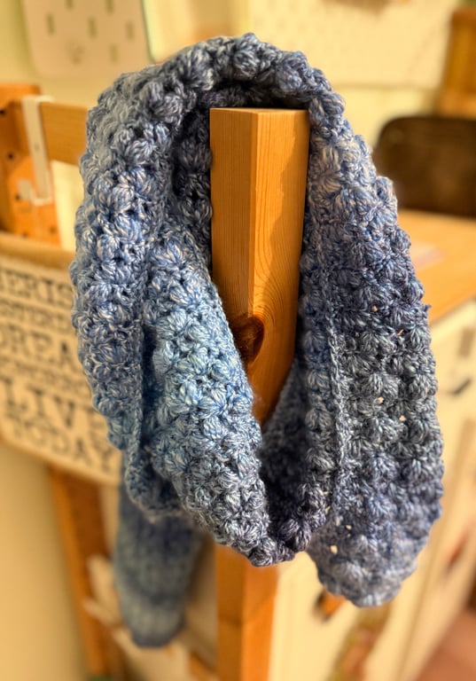All Blues Long Crochet Scarf