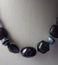 DARK VIOLET AND SILVER CHUNKY NECKLACE.  - Image 2