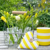 LAVENDER HEART - large, yellow and white stripes