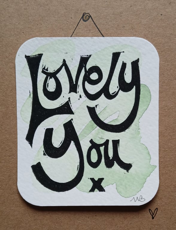 'Lovely You' Mini Print Card, Greens