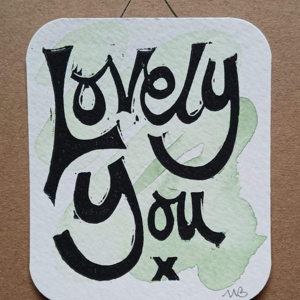 'Lovely You' Mini Print Card, Greens