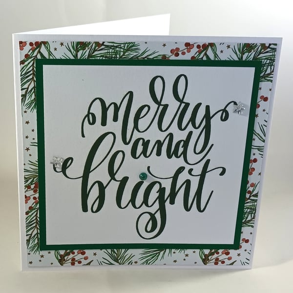 Handmade Christmas card - Merry and Bright