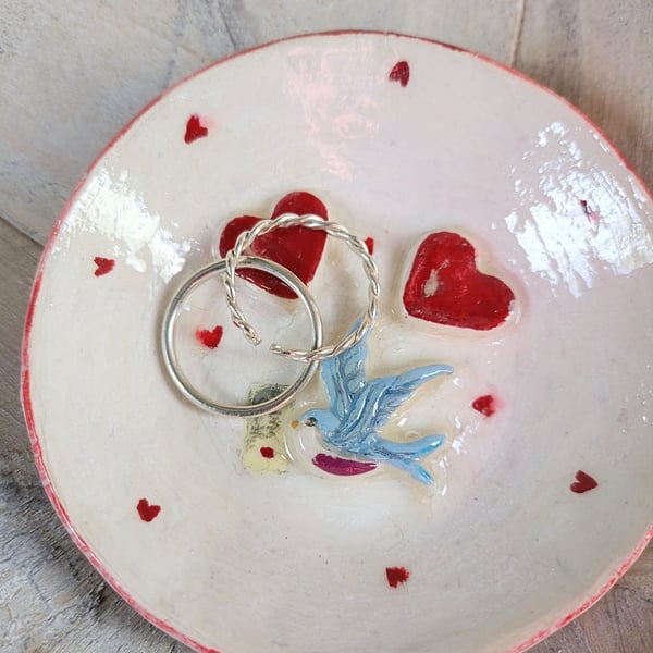 Bluebird and love letter trinket dish 