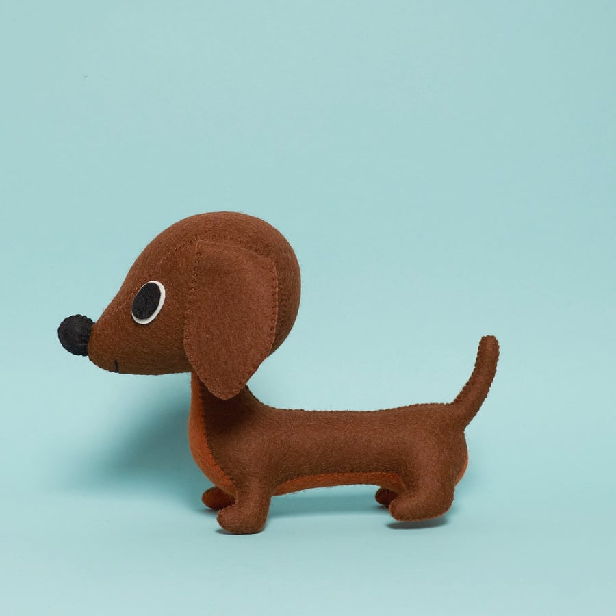 Felt Dachshund sausage dog ornament