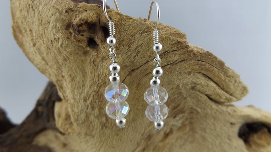 silver plated crystal earrings