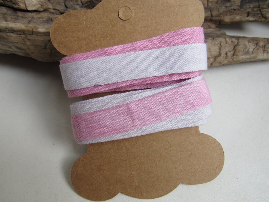 Pastel Cochineal Alkanet Natural Dye Pink Purple Cotton Ribbon Tape