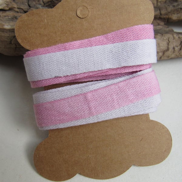 Pastel Cochineal Alkanet Natural Dye Pink Purple Cotton Ribbon Tape