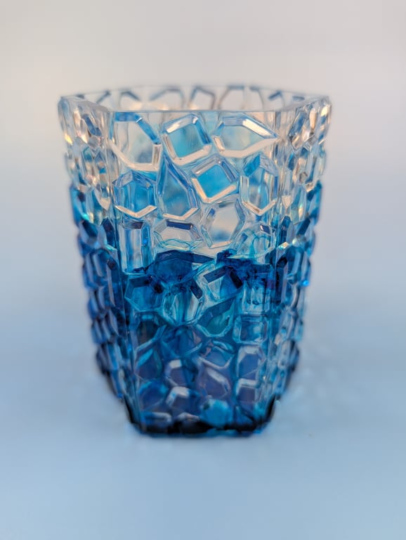 Blue Ombré Resin Pen Holder Handmade Pot for Pens, Brushes or Desk Storage