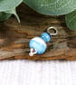 Blue Waves Glass Bead Pendant, Sterling Silver with Agate - Chain is Optional - Image 5