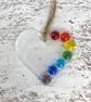 Just because... Wispy white heart, rainbow colours & personal message  - Image 4