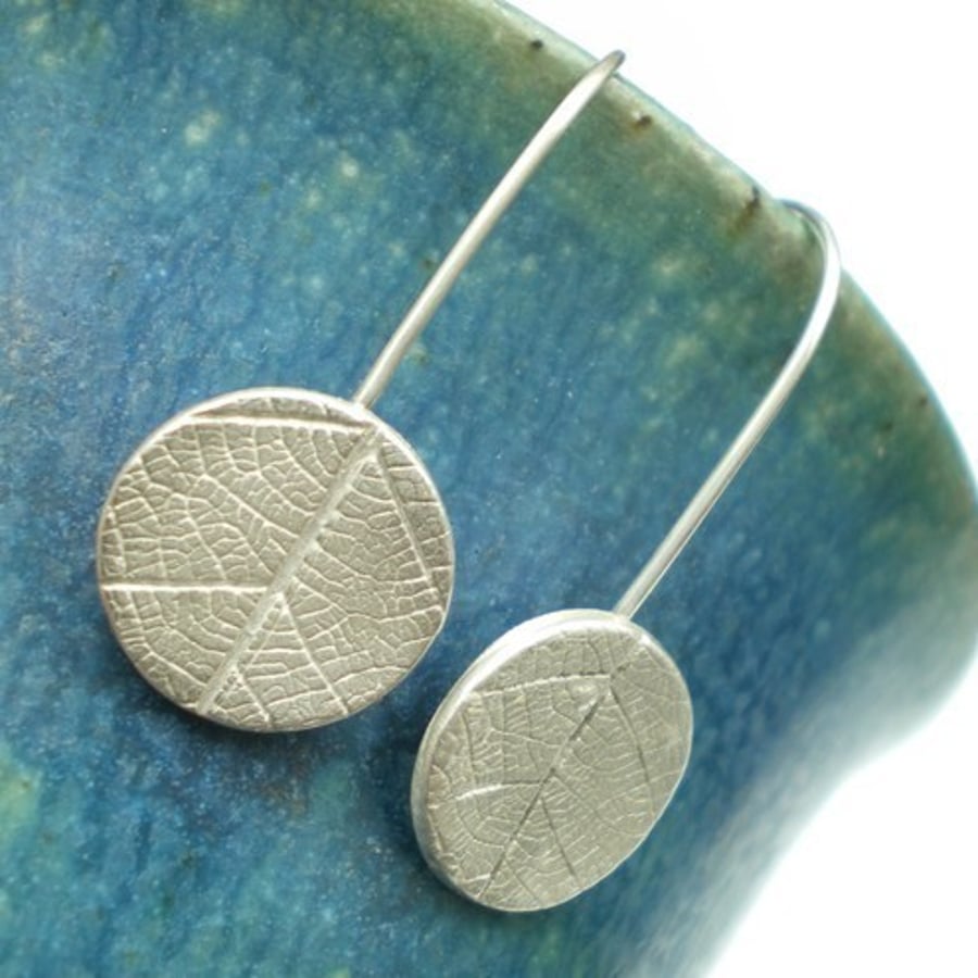 Tiny Leaf Silver Dangle Earrings