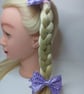 Set of 2 Purple Ribbon Bows on Hair Elastic – Layered Polka Dot Hair band - Image 9