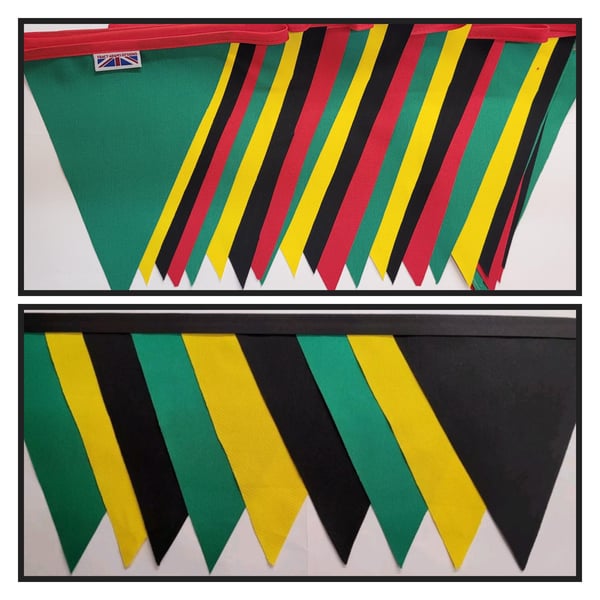 Jamaica Independence Day Bunting: 10 Meter Poly Cotton Flags