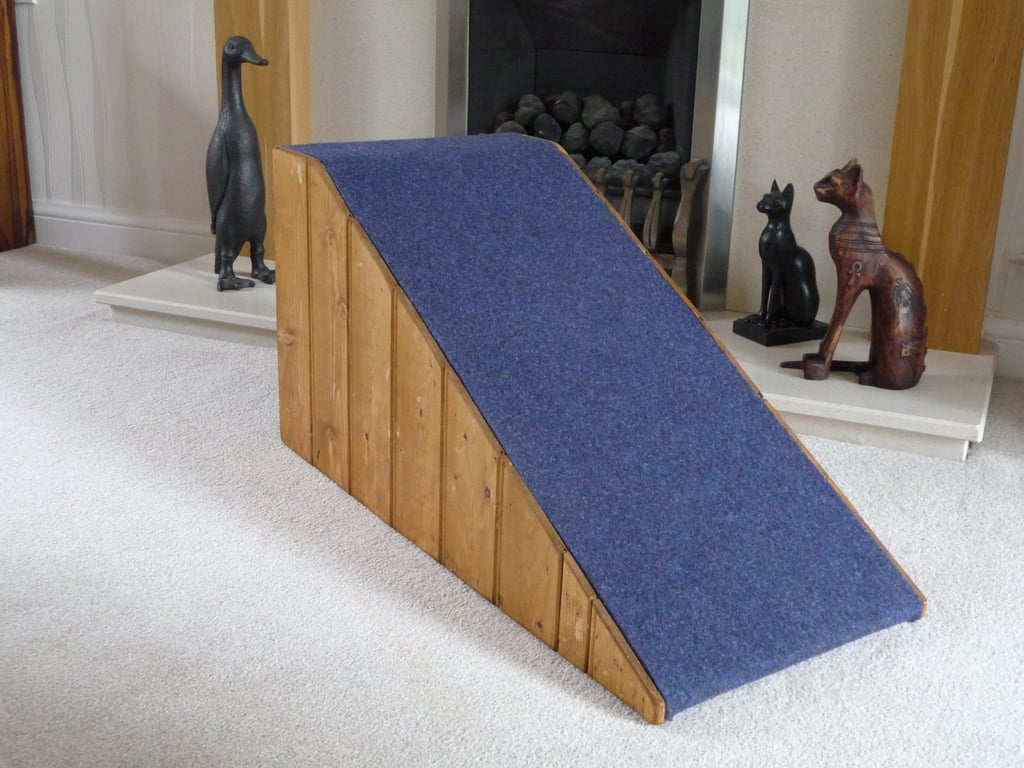 32cm H. x 65cm L. Pet Ramp with Lovely Blue Carpet - Great Grip