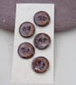 5 Small Round Dark Copper Ceramic Buttons - Image 1