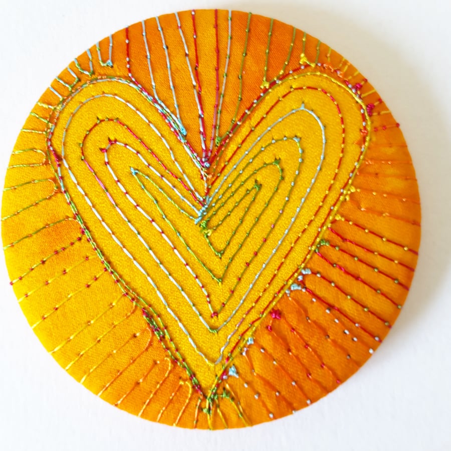 Pocket Mirror 58mm Fabric Silks and Cottons Machine Embroidery Handbag Accessory