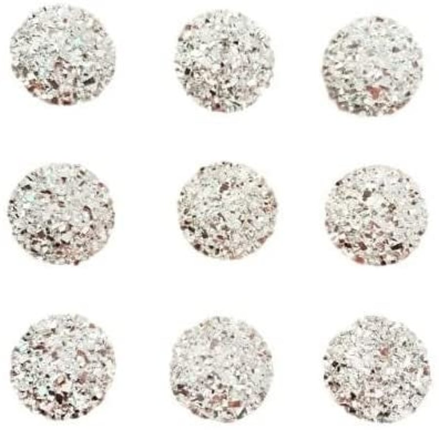 40 x Silver Round Resin Cabochon Crystals Card Making Embellishments For Crafts