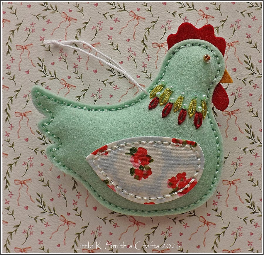 Mint Green Spring Easter Chicken Ornament