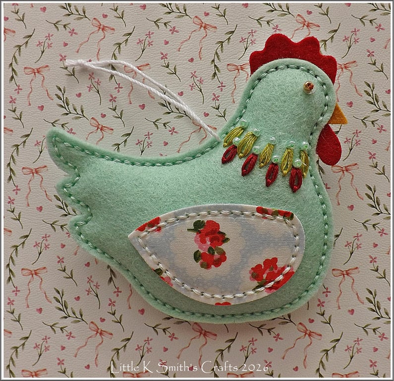Mint Green Spring Easter Chicken Ornament
