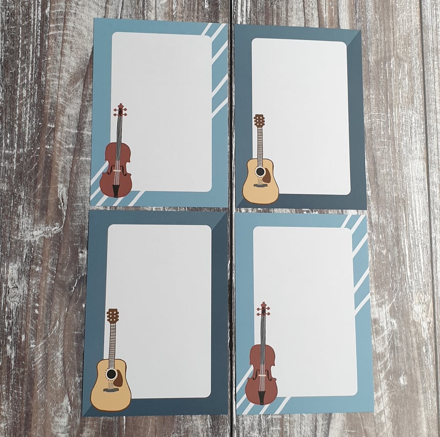 Violin and Guitar Gift Notes - Set of 4