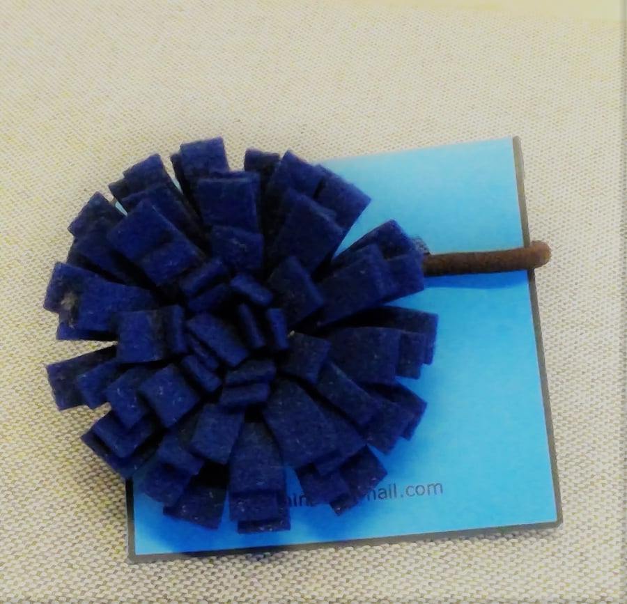 Blue wool flower hair band