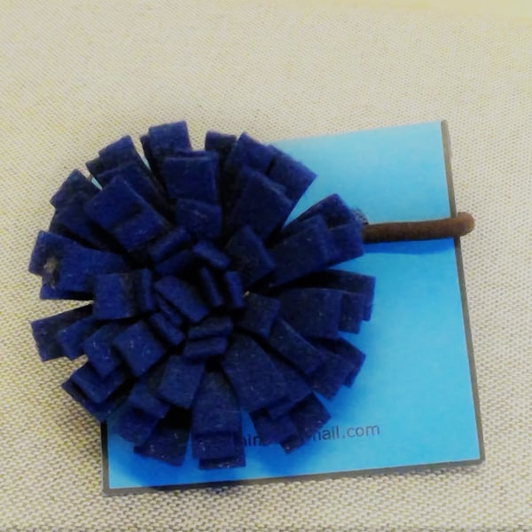 Blue wool flower hair band