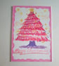 Original Hand-Painted Pink Christmas Tree Card with Envelope One of a Kind