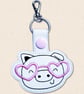 Kawaii Pig Keyring - Embroidered Animal Bag Charm with Glasses - Image 3