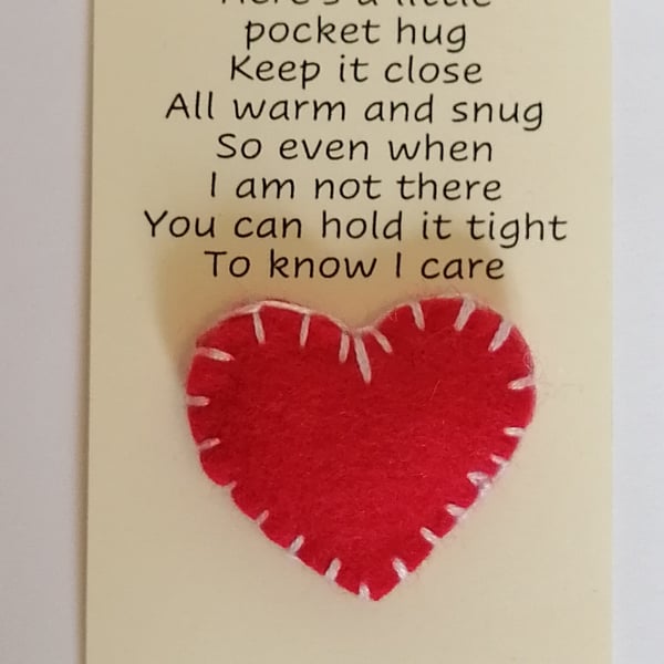 Handmade felt mini heart shaped pocket hug